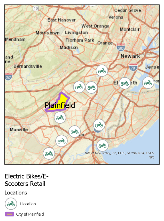 Electric bikes/E-Scooters Retail map